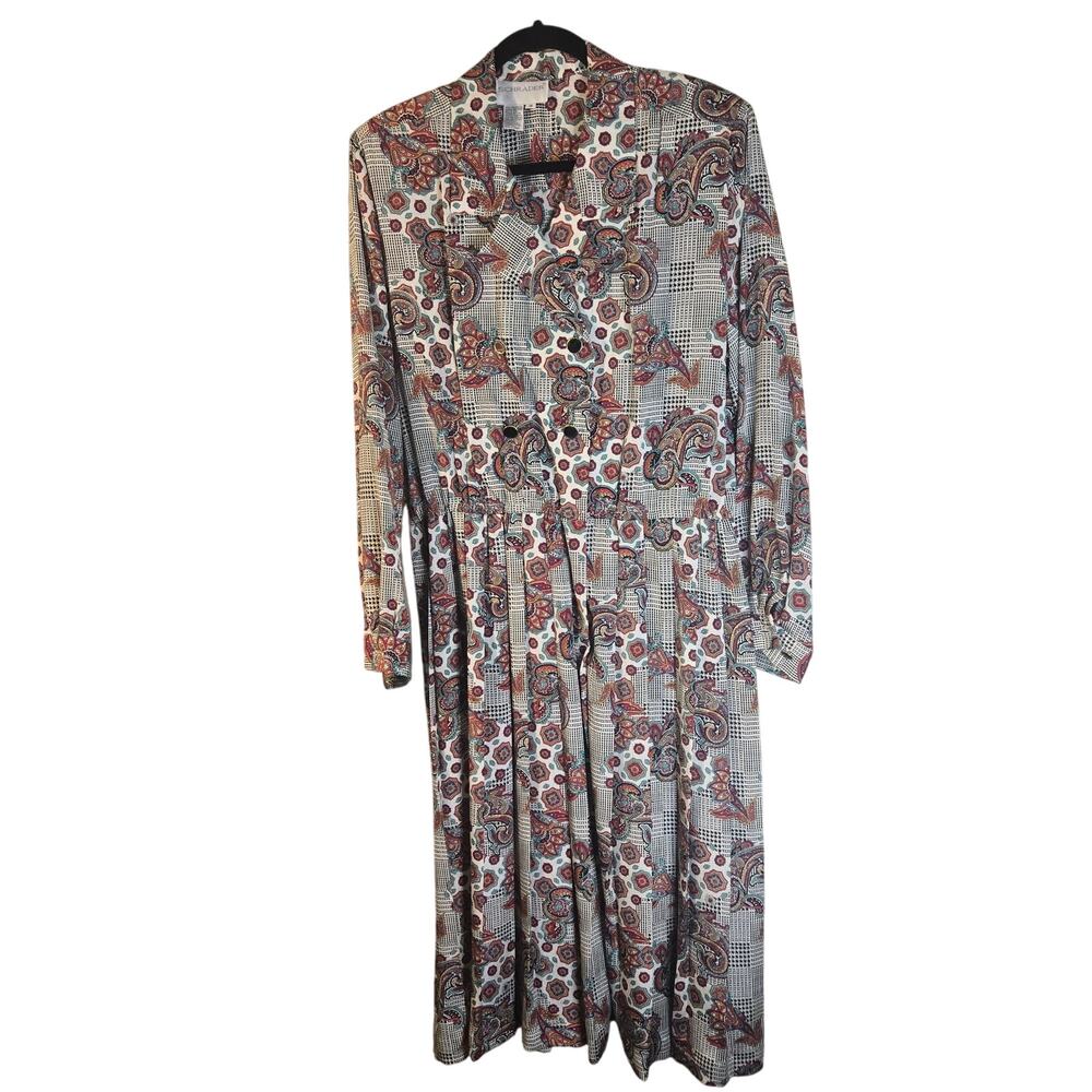SCHRADER Paisley Print Pleated Dress - 18 - Vintage Boho Classic [0416]